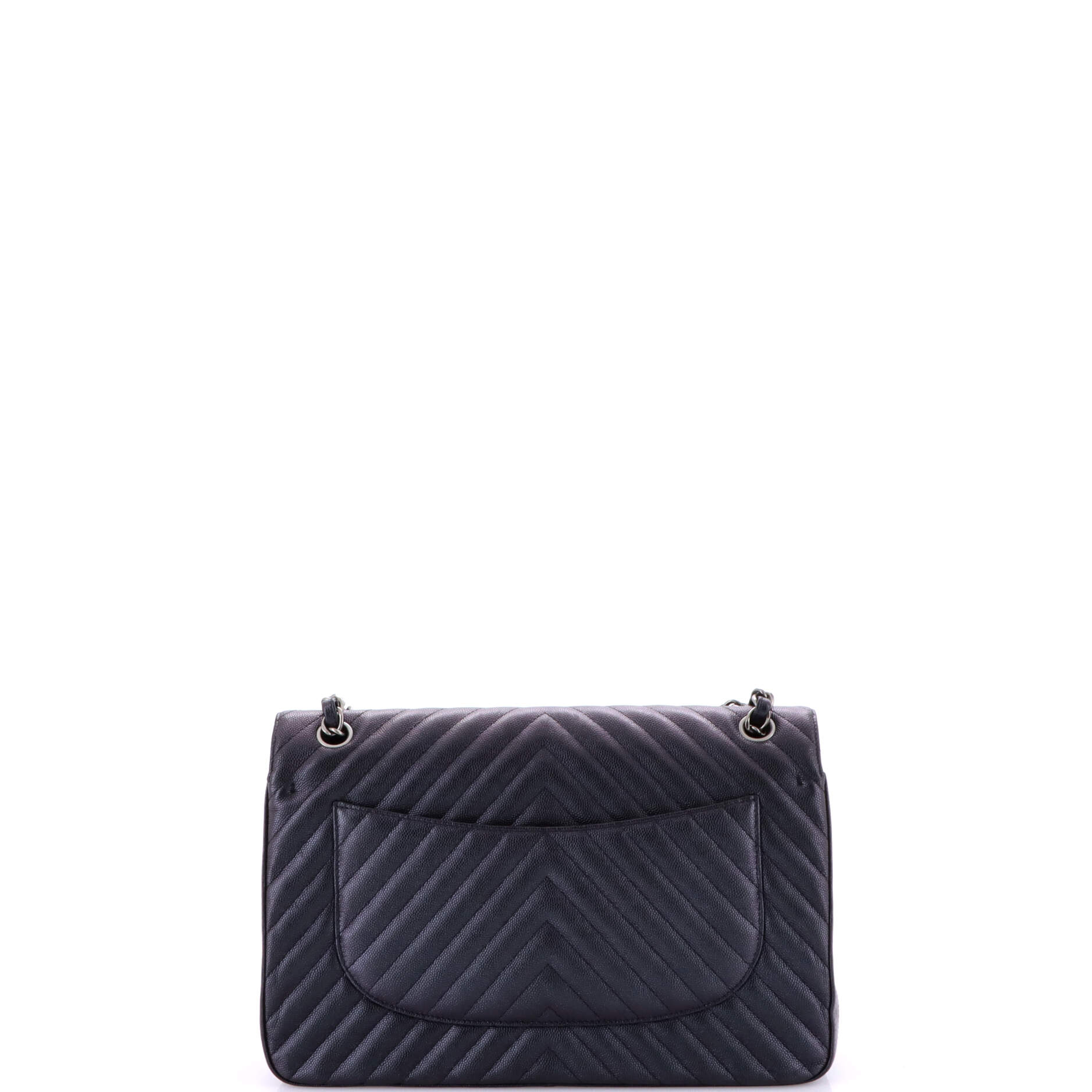 Pre-Loved Chanel Classic Double Flap Bag Chevron Iridescent Caviar Jumbo - Image 4