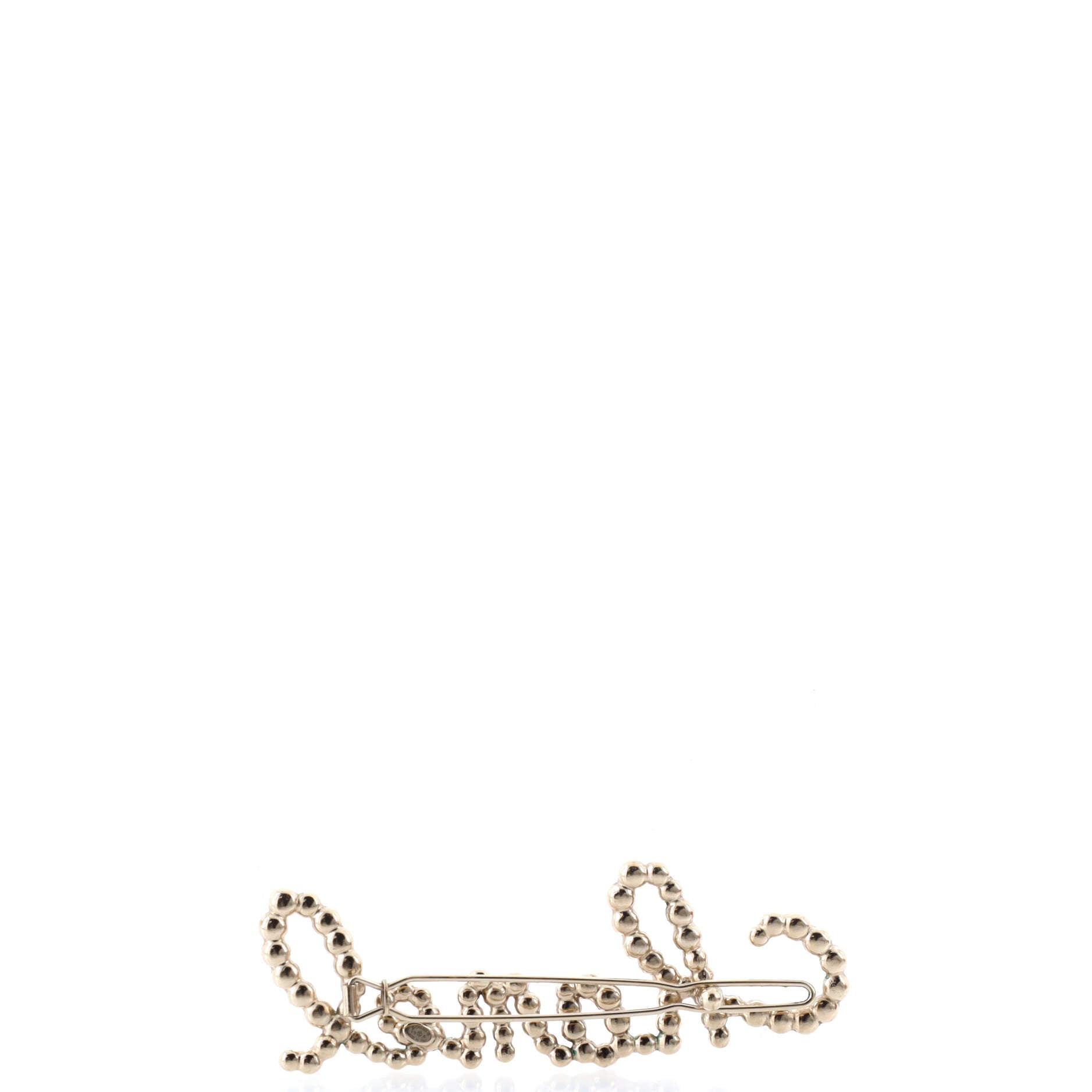 Pre-Loved Chanel Swirling Logo Hair Clip Metal with Crystals and Faux Pearls - Image 3