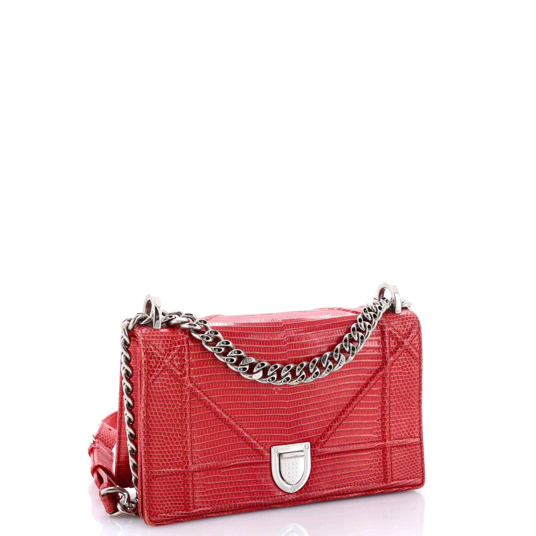 Pre-Loved Christian Dior Diorama Flap Bag Lizard Small - Image 2