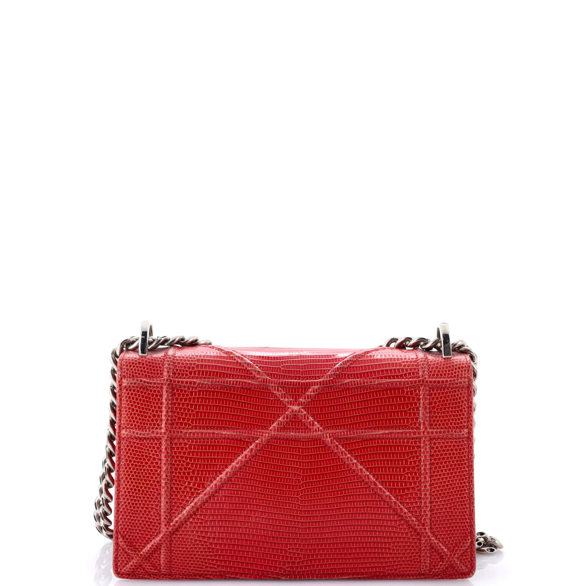 Pre-Loved Christian Dior Diorama Flap Bag Lizard Small - Image 3