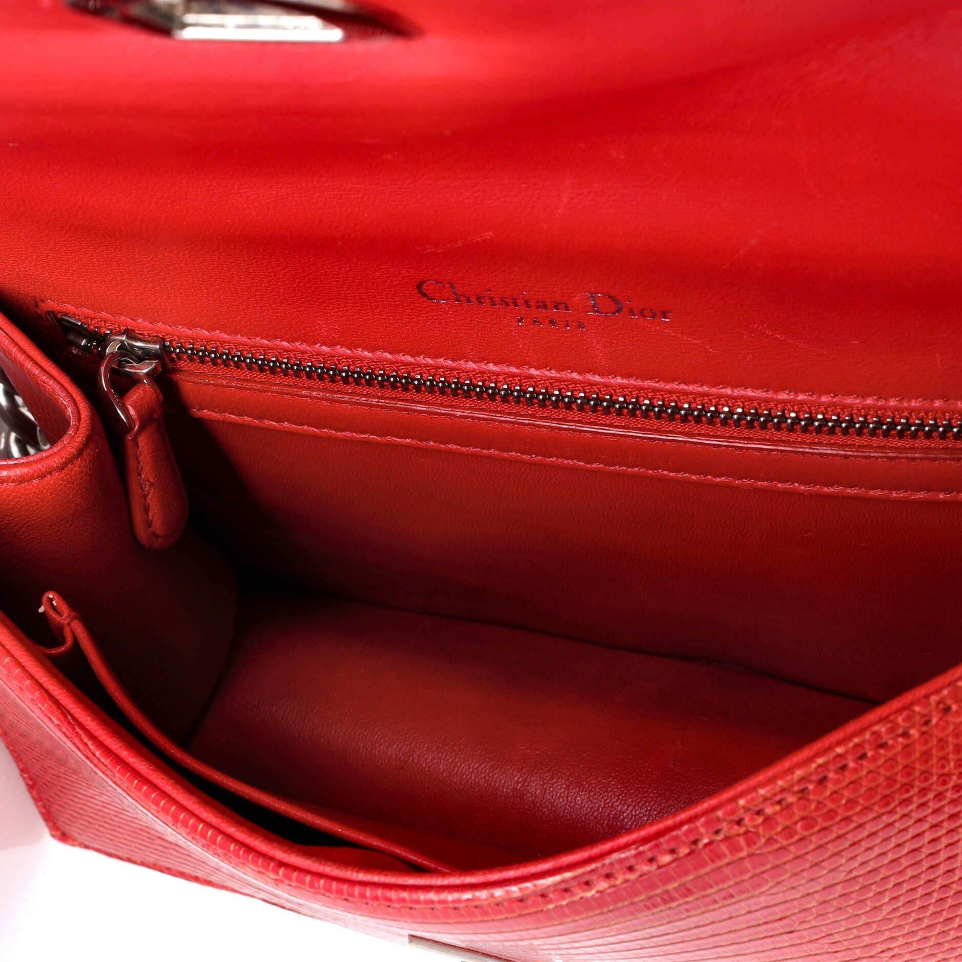 Pre-Loved Christian Dior Diorama Flap Bag Lizard Small - Image 5