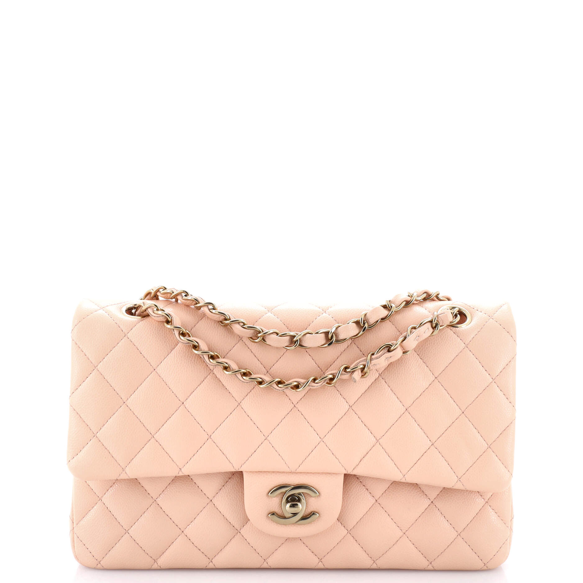Pre-Loved Chanel Classic Double Flap Bag Quilted Caviar Medium