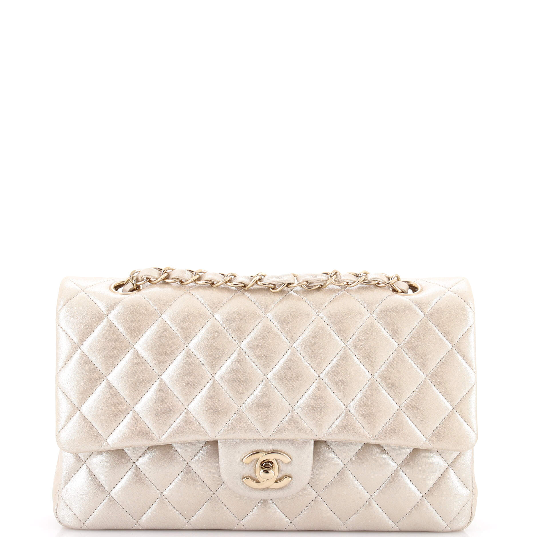 Pre-Loved Chanel Classic Double Flap Bag Quilted Iridescent Calfskin Medium