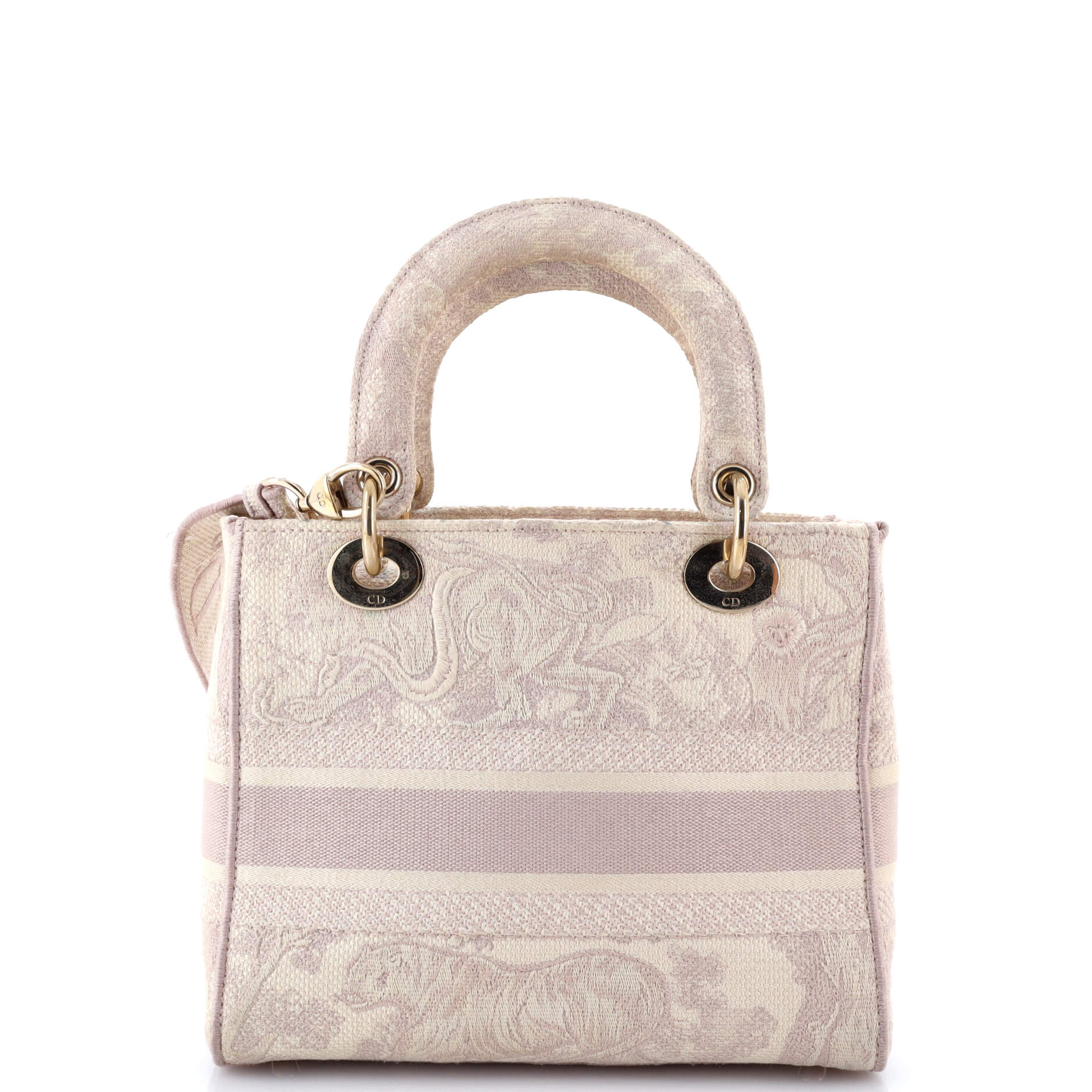 Pre-Loved Christian Dior Toile de Jouy Lady D-Lite Bag Embroidered Canvas - Image 3