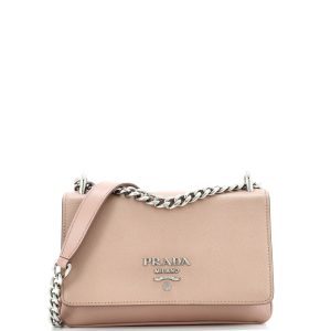 Pre-Loved Prada Chain Flap Crossbody Bag Saffiano and Soft Calf Small