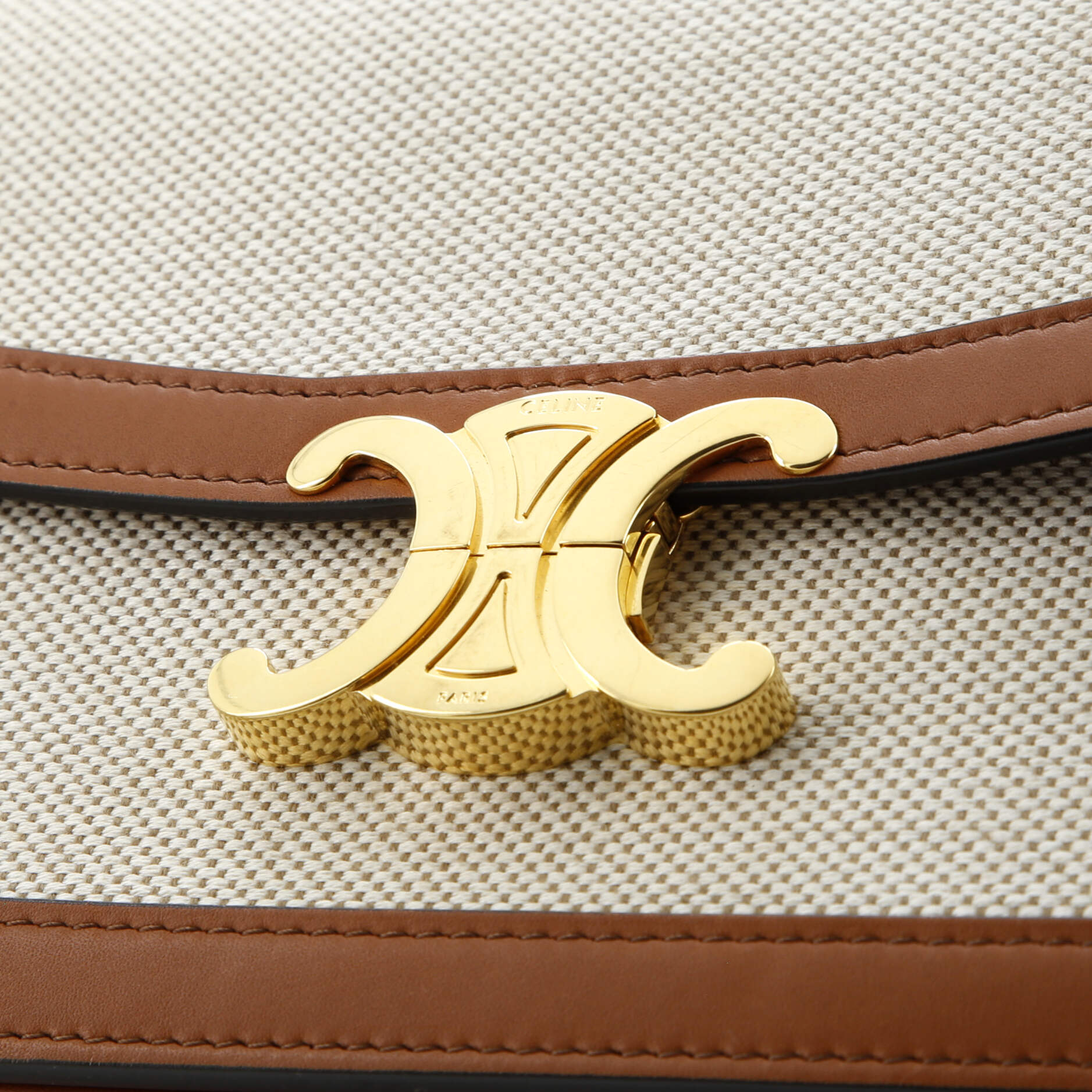 Pre-Loved Celine Triomphe Shoulder Bag Canvas with Leather Medium - Image 11