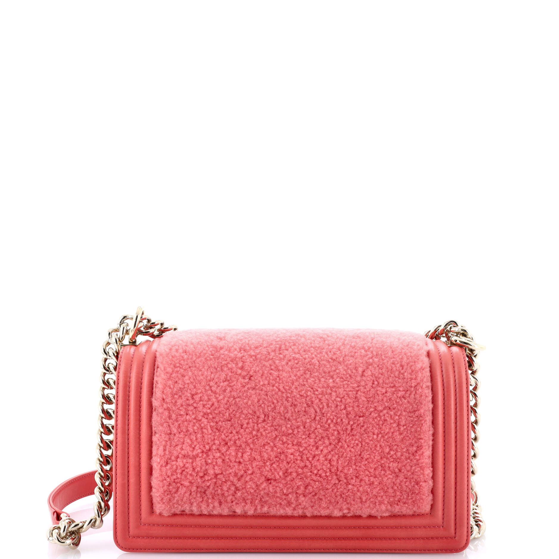 Pre-Loved Chanel Boy Flap Bag Shearling with Leather Old Medium - Image 4