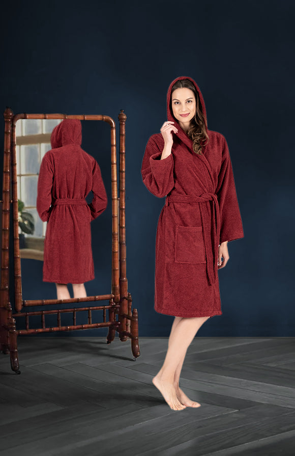 Classic Turkish Towels Nine West Hooded Terry Robe - 100% Turkish Cotton