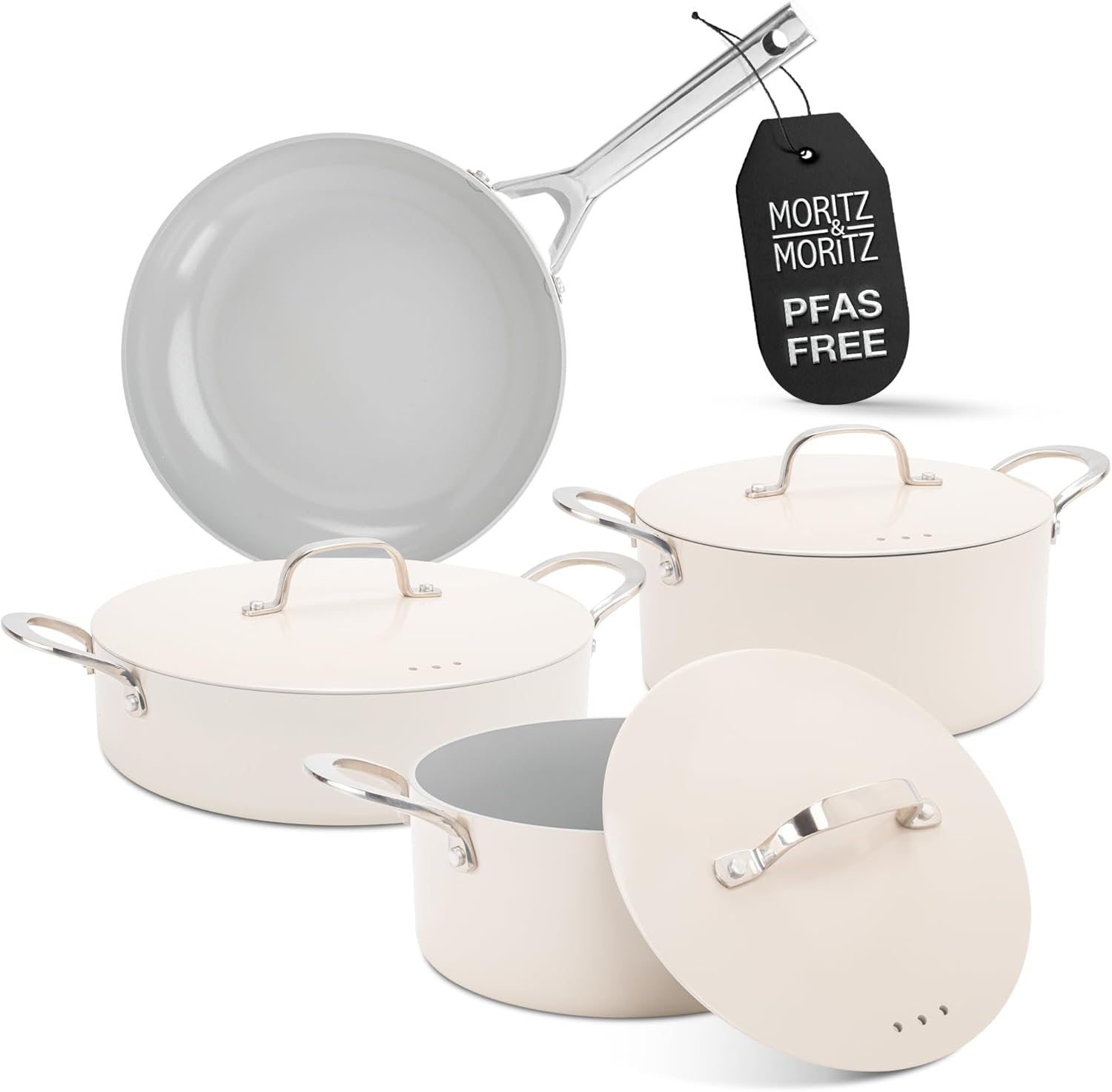Moritz & Moritz 7-Piece Cast Aluminum Cookware Set with Lids