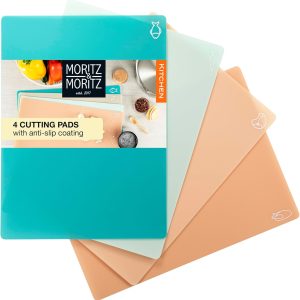 Moritz & Moritz 4-Pack Flexible Kitchen Cutting Mats | Color-Coded. Food-Safe & Durable