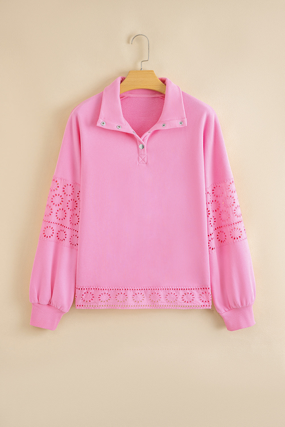 Evangeline Embroidered Flower Buttons Pullover Sweatshirt by Threaded Pear - Image 7