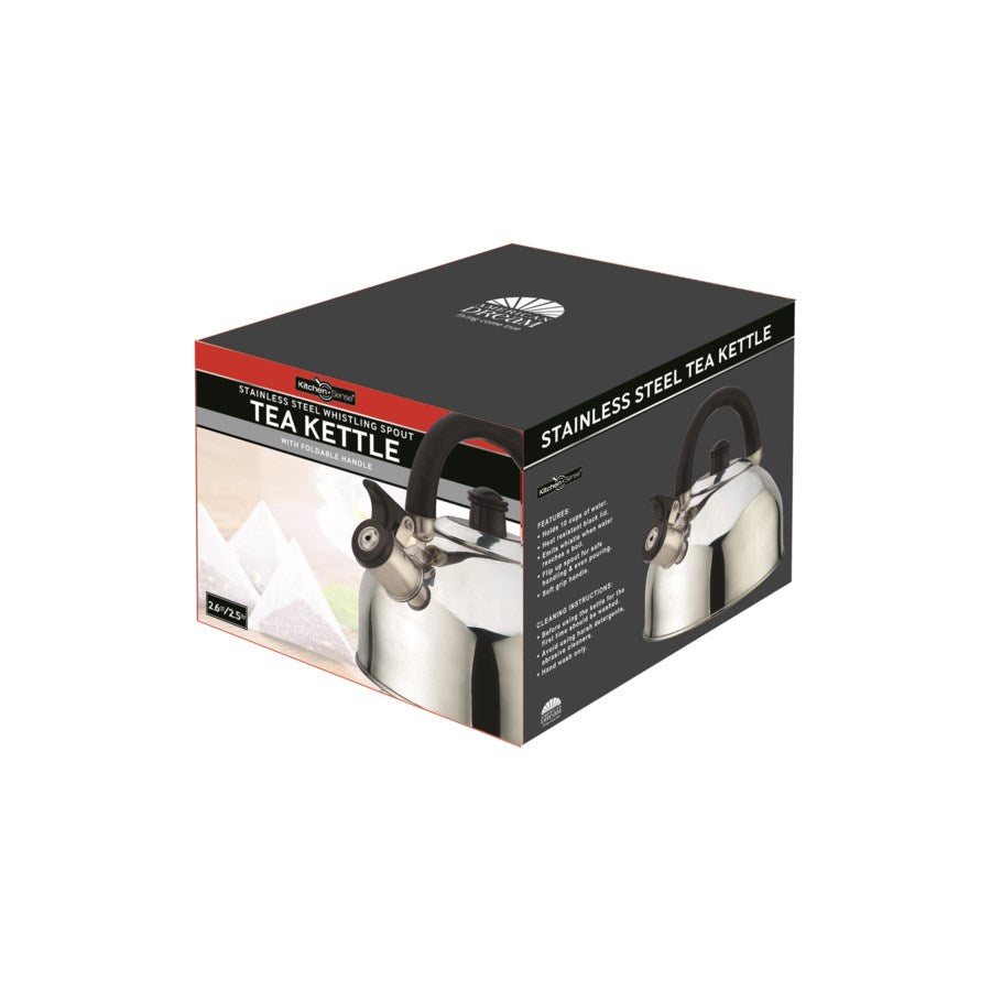 J&V Textiles Stainless Steel Whistling Tea Kettle. 2.5-Quart - Image 2