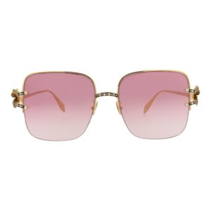 Alexander McQueen Square-Frame Metal Sunglasses