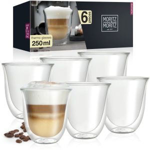 Moritz & Moritz Caff?? Italia Napoli Double Walled Coffee Glasses | Set of 6 Hot & Cold Cups