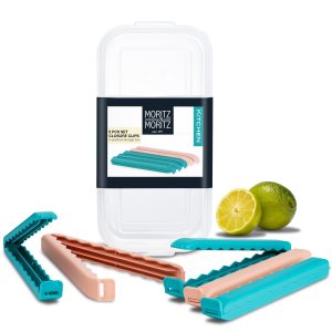 Moritz & Moritz 5 Large Bag Clips with Clear Storage Box | Mixed Colors. BPA-Free & Reusable
