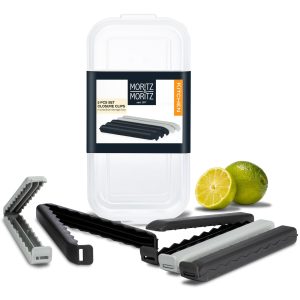 Moritz & Moritz 5 Large Bag Clips with Clear Storage Box | BPA-Free. Reusable & Hygienic