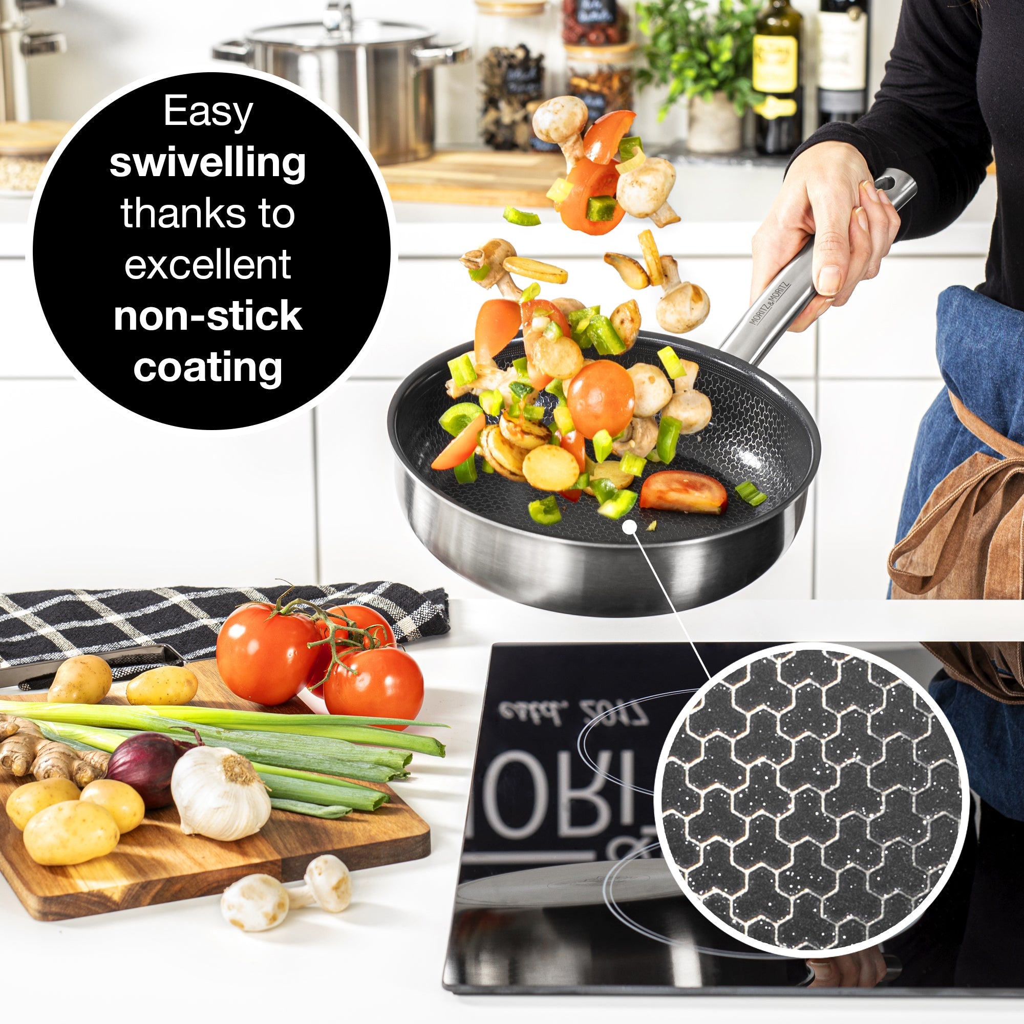 Moritz & Moritz Stainless Steel Honeycomb Non-Stick Pan 9.5 - Image 2