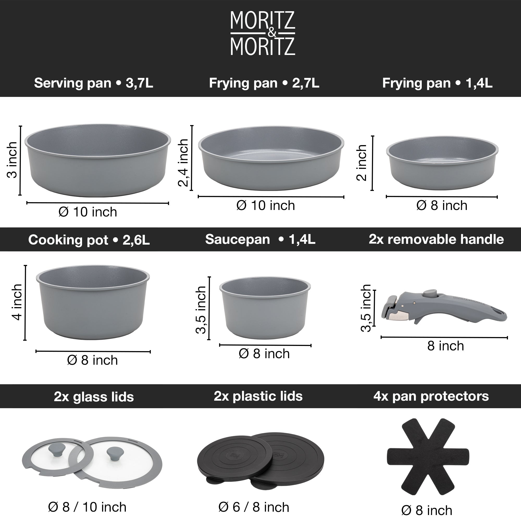 Moritz & Moritz 15-Piece Cast Aluminum Pot and Pan Set - Image 6