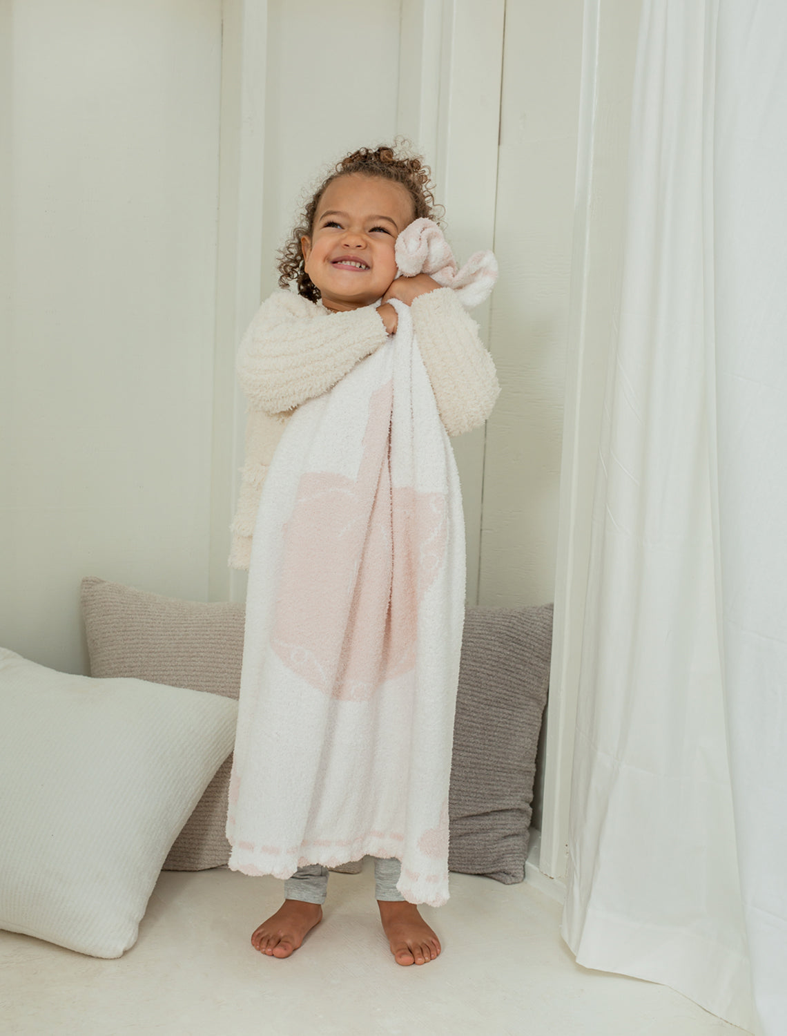 Barefoot Dreams CozyChic Scalloped Receiving Blanket Pink-White-Tutu - Image 2