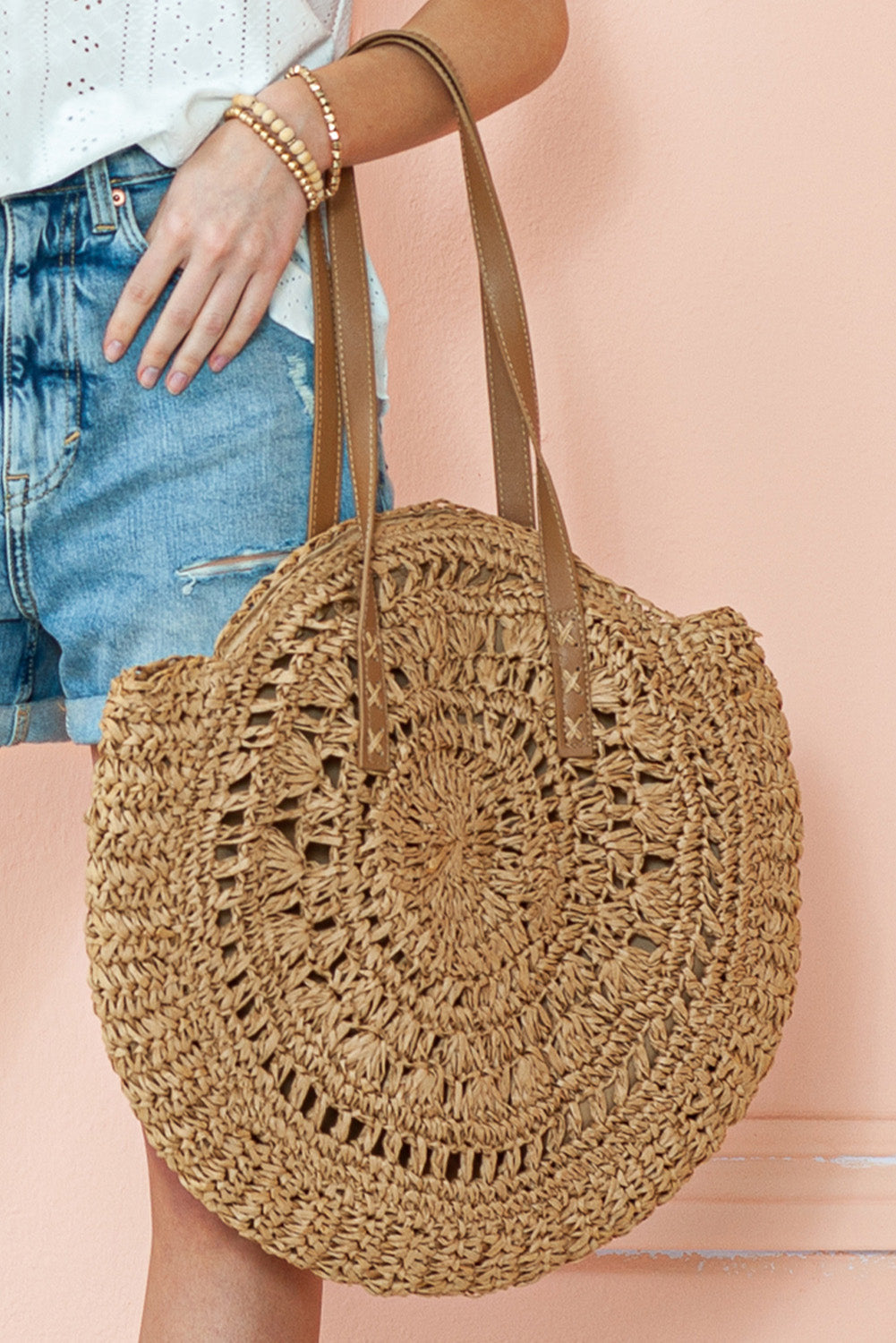 Mavis Bohemian Straw Woven Round Bags by Threaded Pear - Image 4