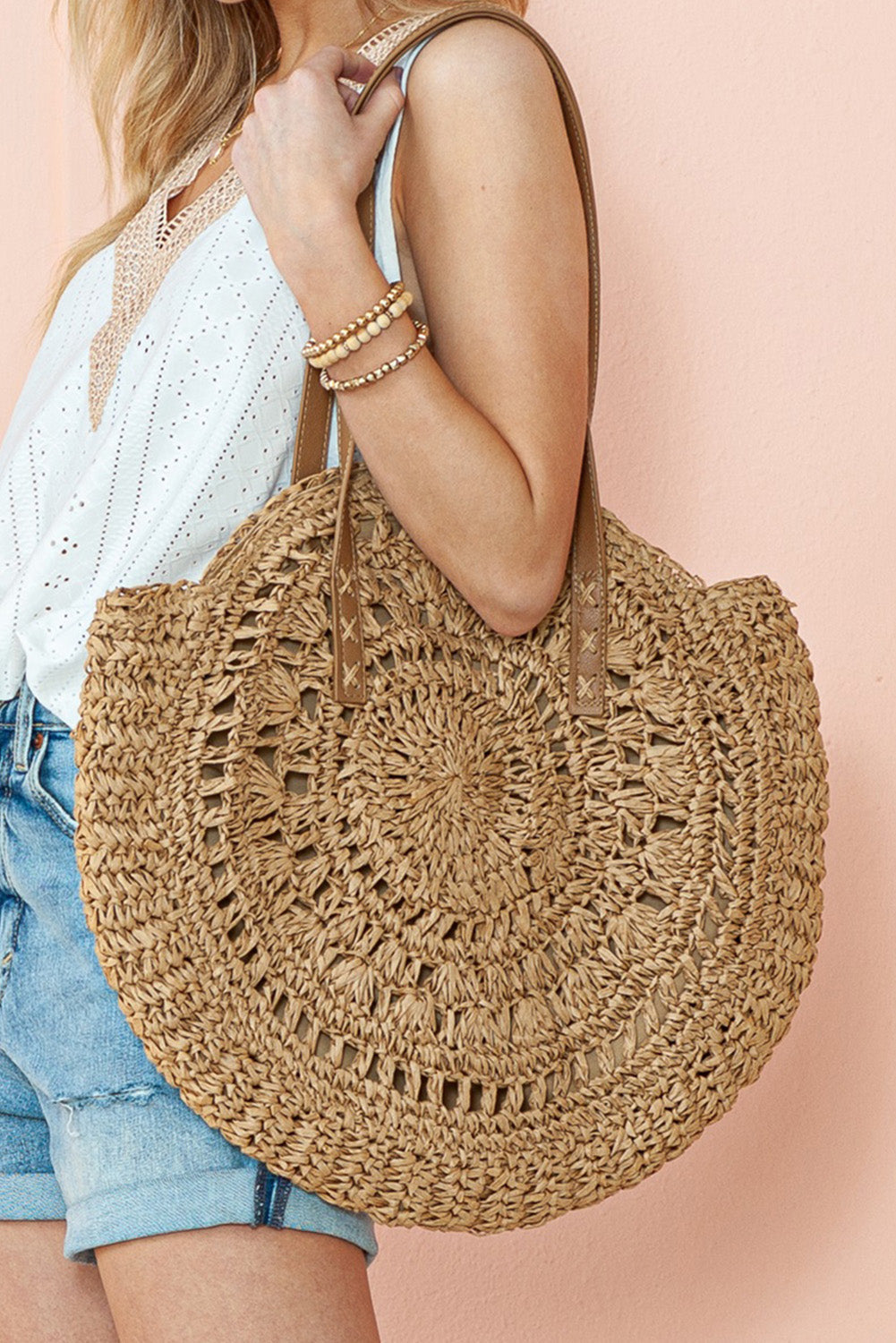 Mavis Bohemian Straw Woven Round Bags by Threaded Pear - Image 2