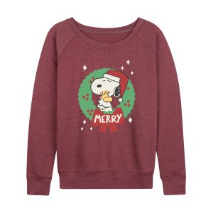 Peanuts - Merry Christmas Snoopy - Women's French Terry Long Sleeve Pullover