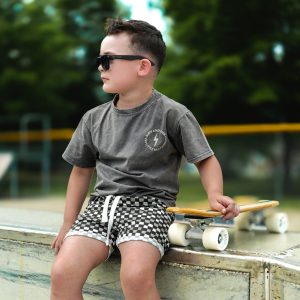 LITTLE RAD THINGS BOY'S CHECK 'YA LATER SHORTS - BLACK/GREY