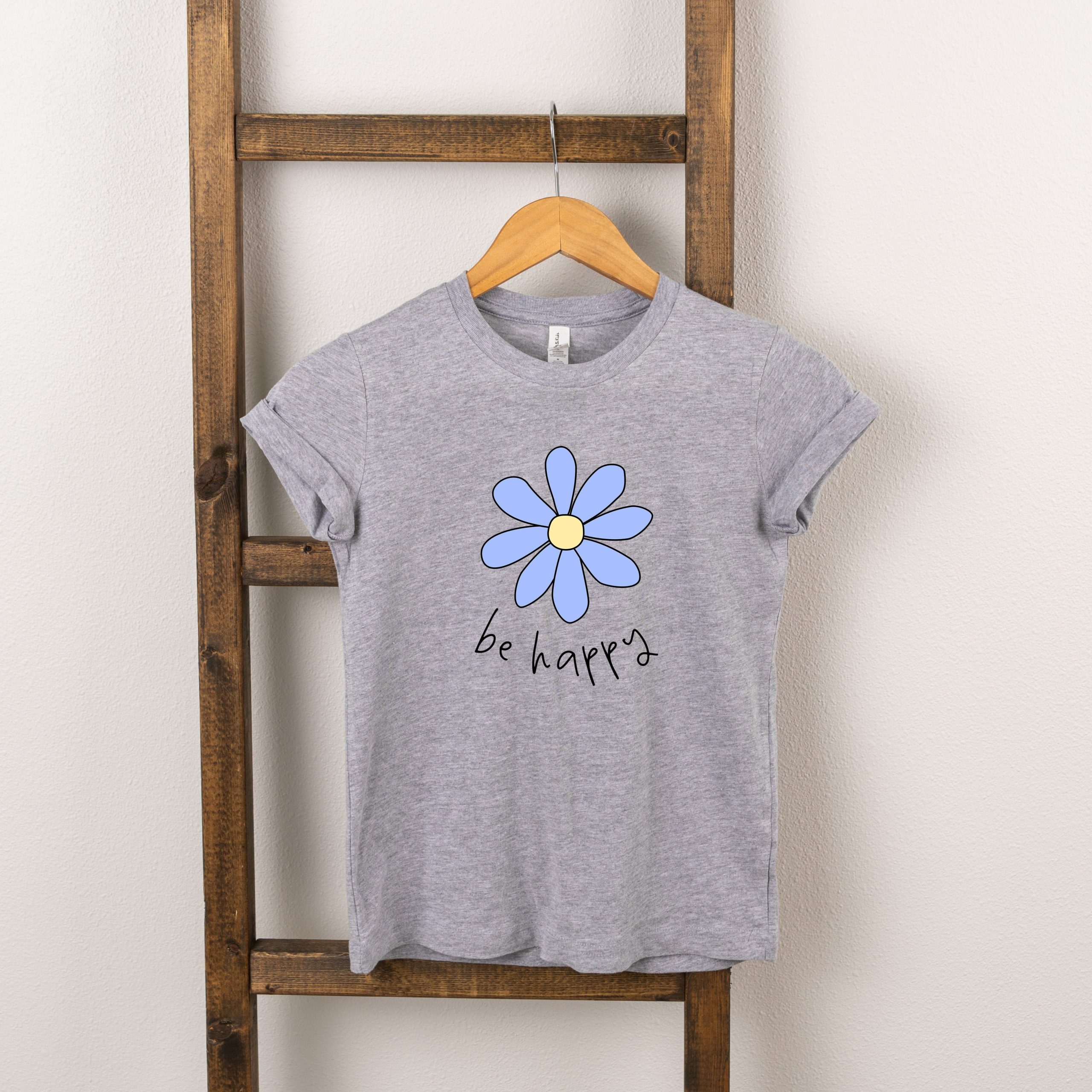 The Juniper Shop Toddler Be Happy Flower Short Sleeve Crew Neck - Image 4