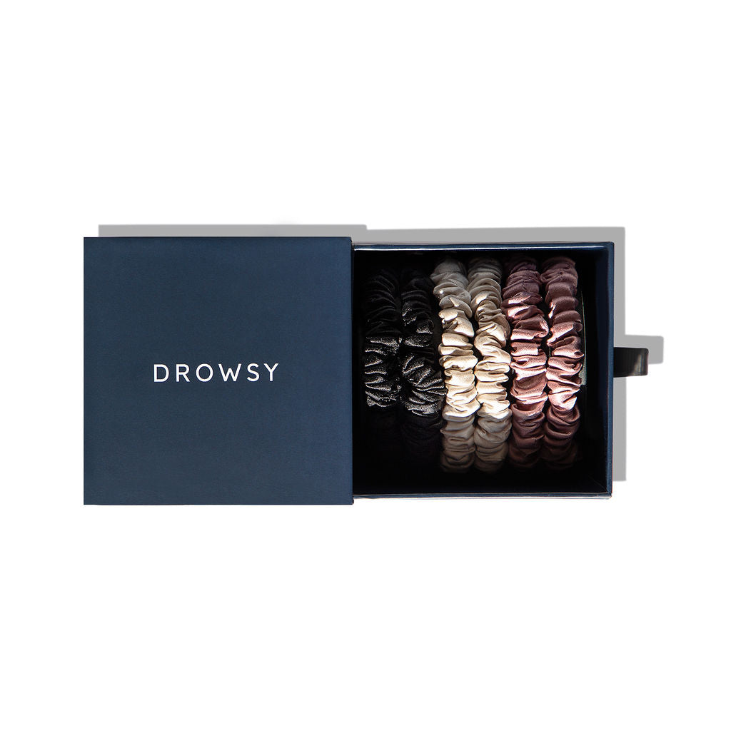 Drowsy Sleep Co. Skinny Scrunchie Set - Rose. Dusty. Black - Image 2