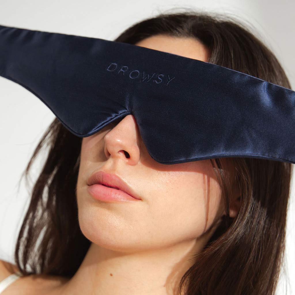 Drowsy Sleep Co. Featherweight Silk Eye Mask Midnight Blue - Image 3