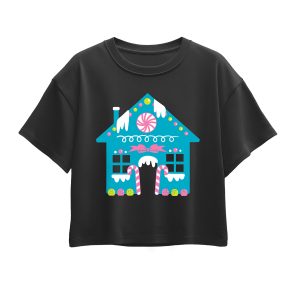 Instant Message - Cute Gingerbread House - Youth Girl Short Sleeve Boxy Tee