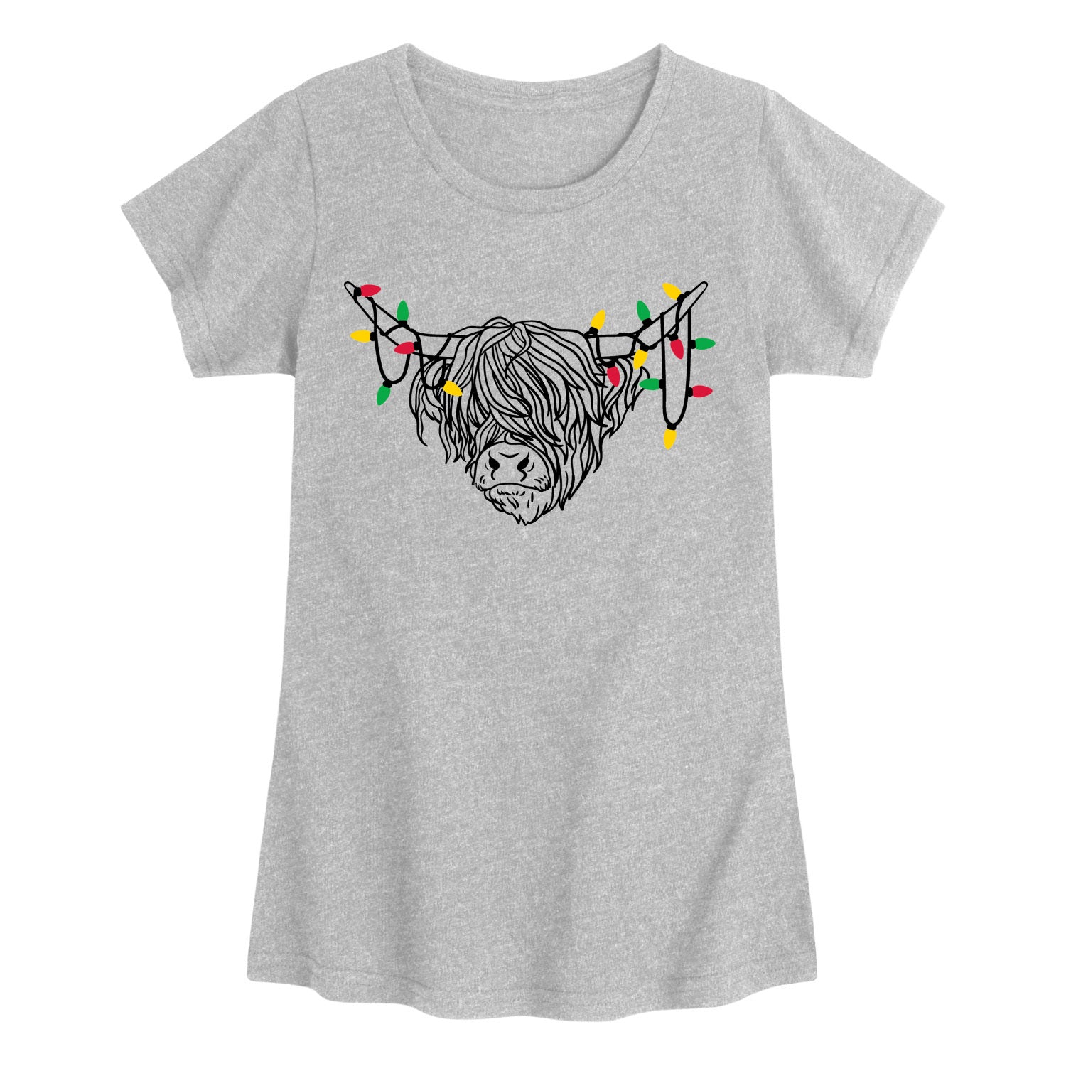 Instant Message - Christmas Highland Cow - Youth Girls Short Sleeve T-shirt