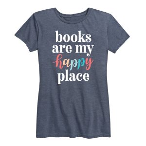 Instant Message - Books Are My Happy Place - Women's Short Sleeve Graphic T-Shirt