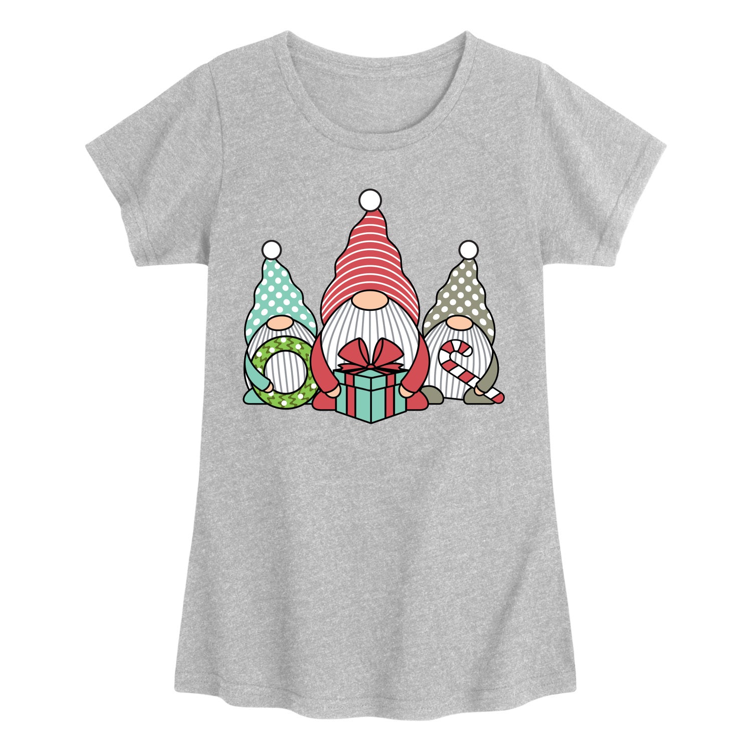 Instant Message - Three Christmas Gnomes - Youth Girls Short Sleeve T-shirt - Image 2