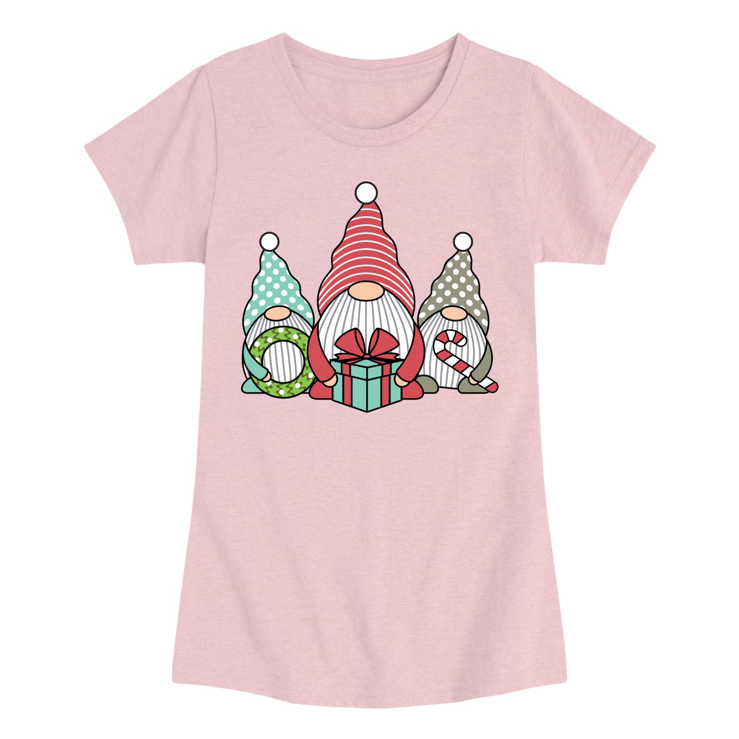 Instant Message - Three Christmas Gnomes - Youth Girls Short Sleeve T-shirt - Image 3