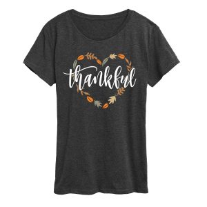 Instant Message - Thankful Leaf Heart - Women's Short Sleeve Graphic T-shirt