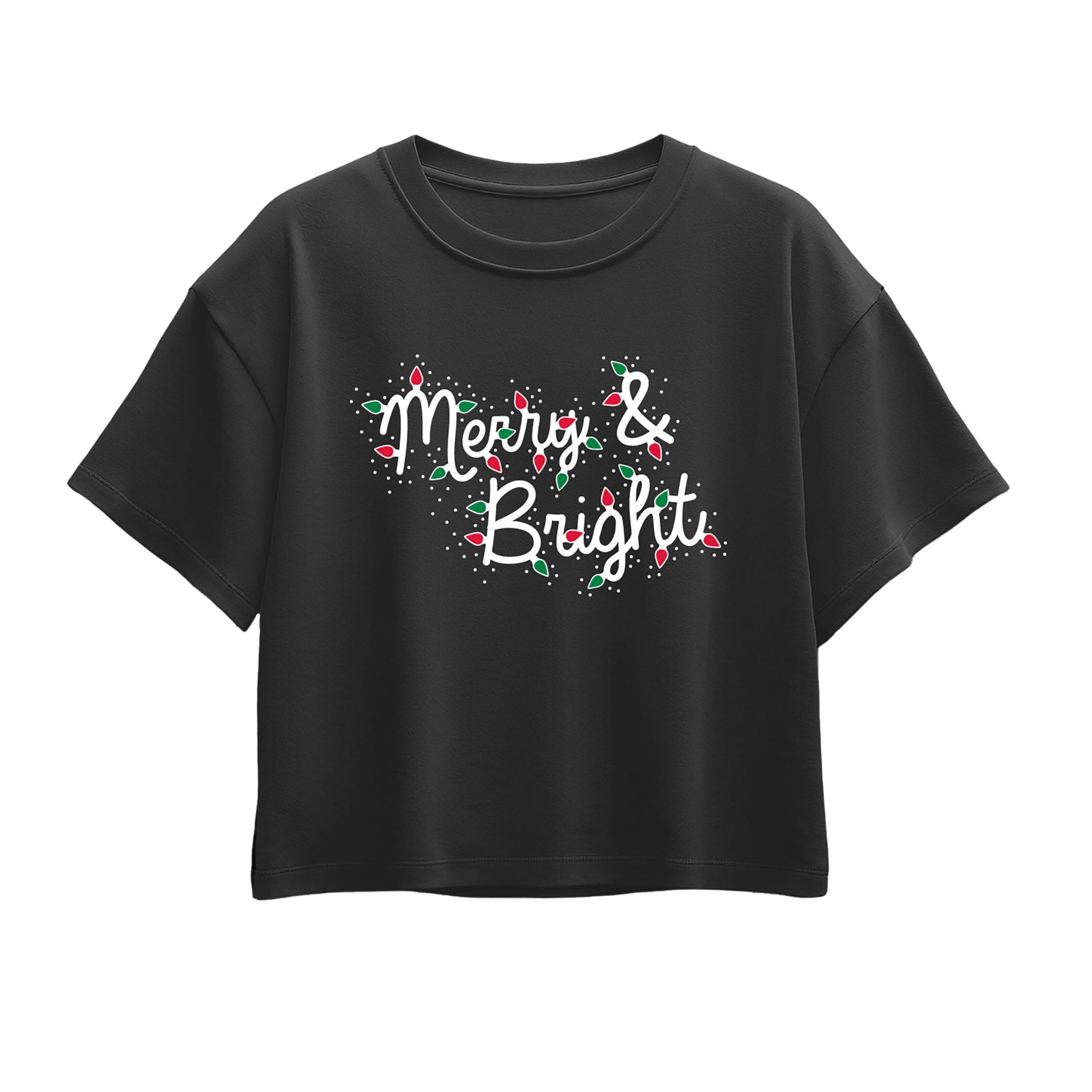 Instant Message - Merry And Bright Lights - Youth Girl Short Sleeve Boxy Tee