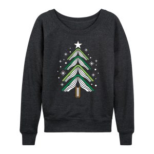 Instant Message - Book Christmas Tree - Womens French Terry Pullover Long Sleeve Shirt