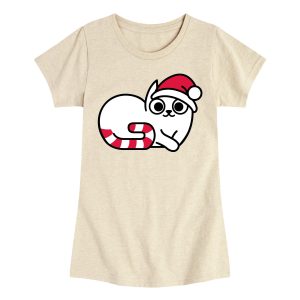 Instant Message - Candy Cane Kitten - Youth Girls Short Sleeve T-shirt