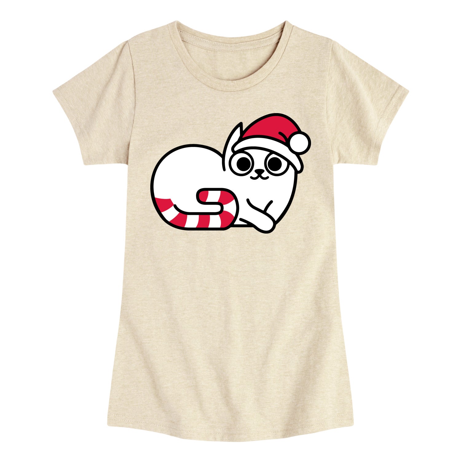 Instant Message - Candy Cane Kitten - Youth Girls Short Sleeve T-shirt