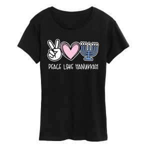 Instant Message - Peace Love Hanukkah - Women's Short Sleeve Graphic T-shirt