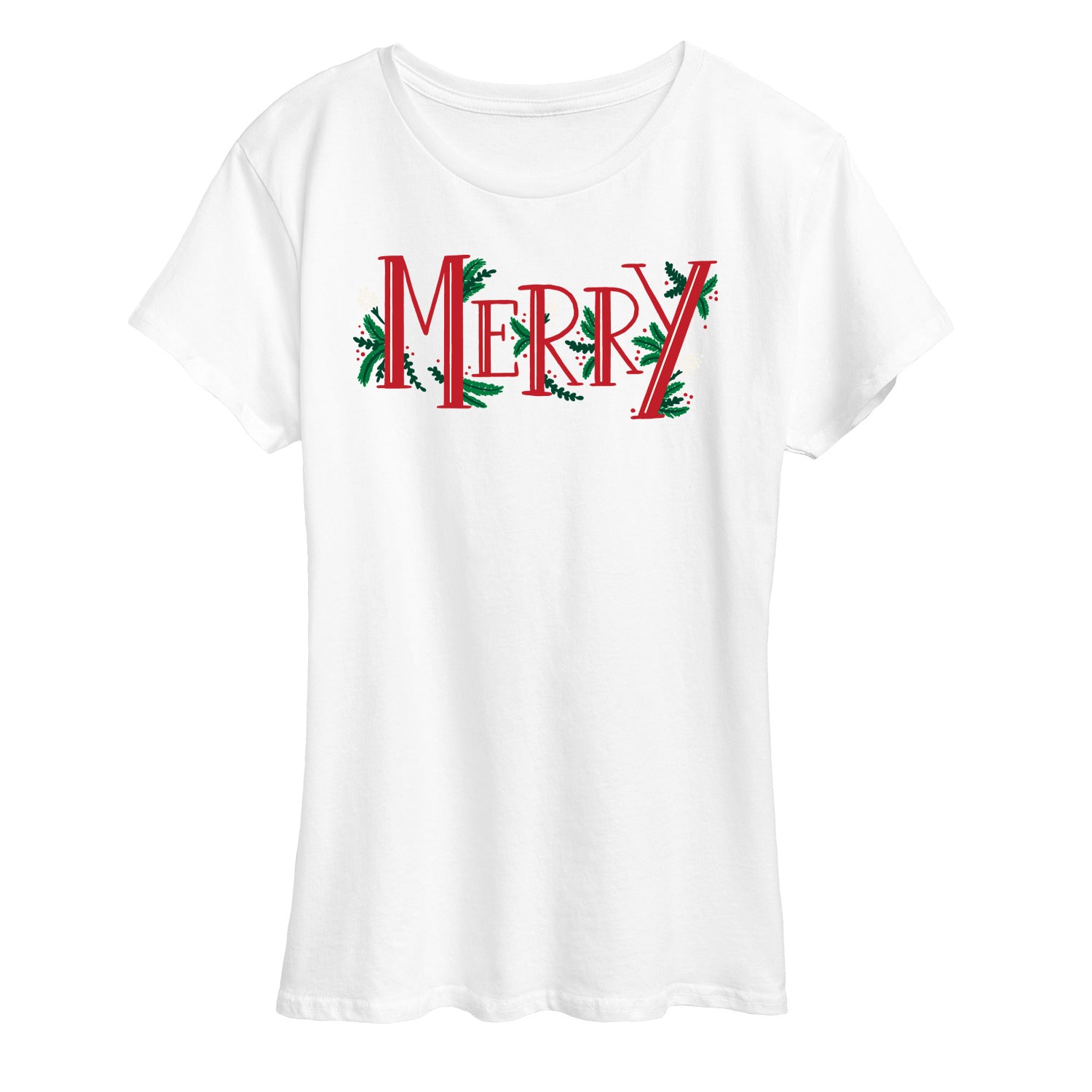 Instant Message - Merry With Garland Christmas - Women's Short Sleeve Graphic T-Shirt - Image 3