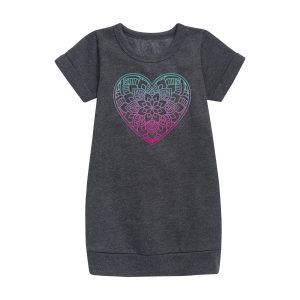 Instant Message - Decorative Gradient Heart - Toddler And Youth Girls Fleece Dress