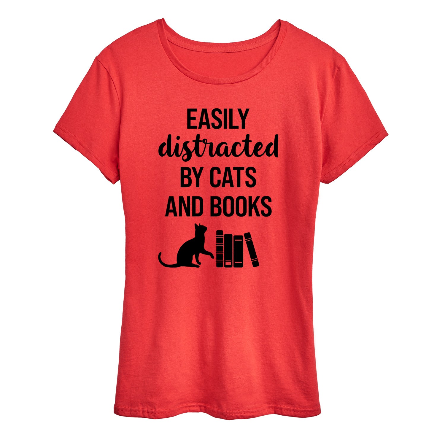 Instant Message - Easily Distracted Cats Books - Women's Short Sleeve Graphic T-Shirt