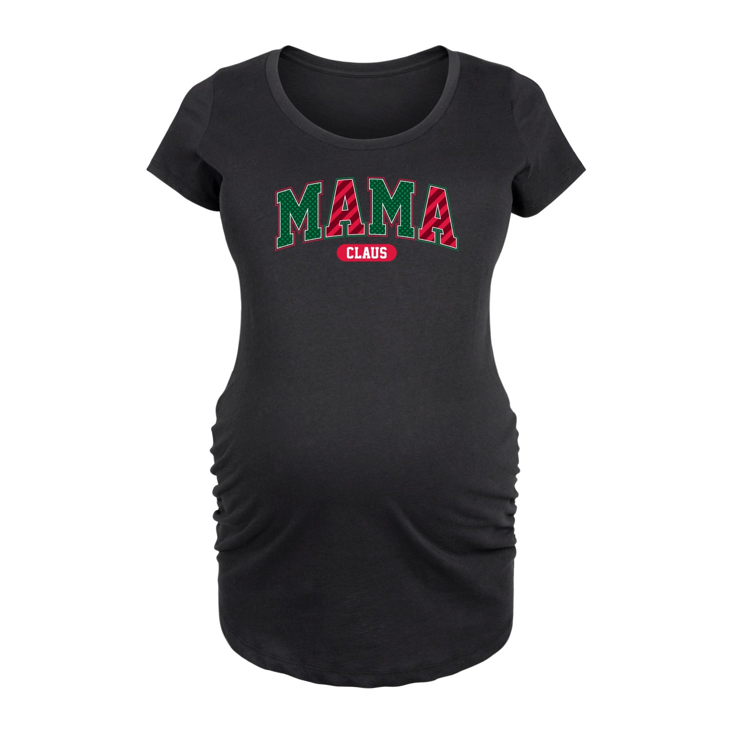 Instant Message - Mama Claus Varsity - Maternity Scoop Neck Tee