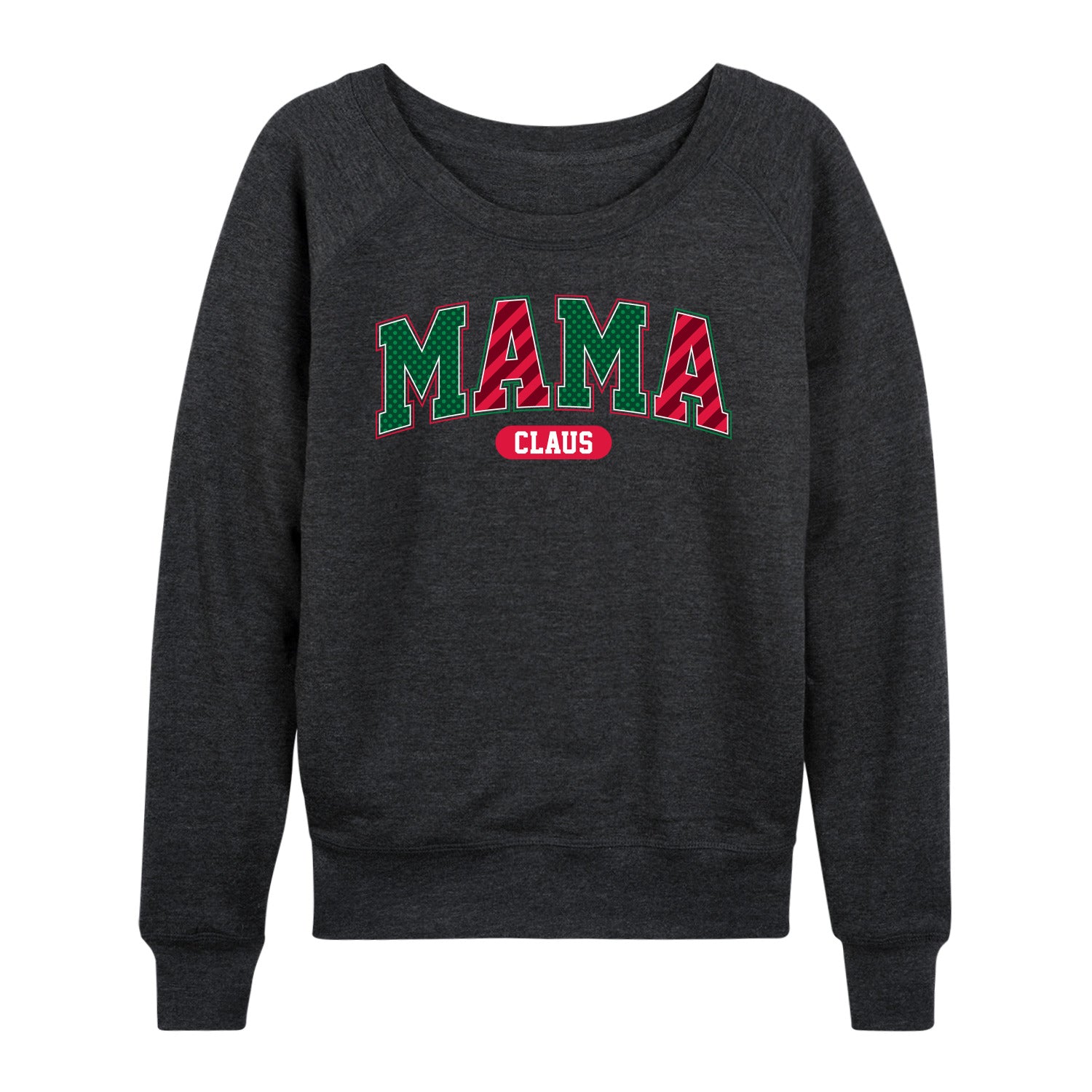 Instant Message - Mama Claus Varsity - Women's French Terry Long Sleeve Pullover - Image 2