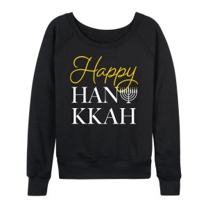Instant Message - Happy Hanukkah - Women's French Terry Long Sleeve Pullover