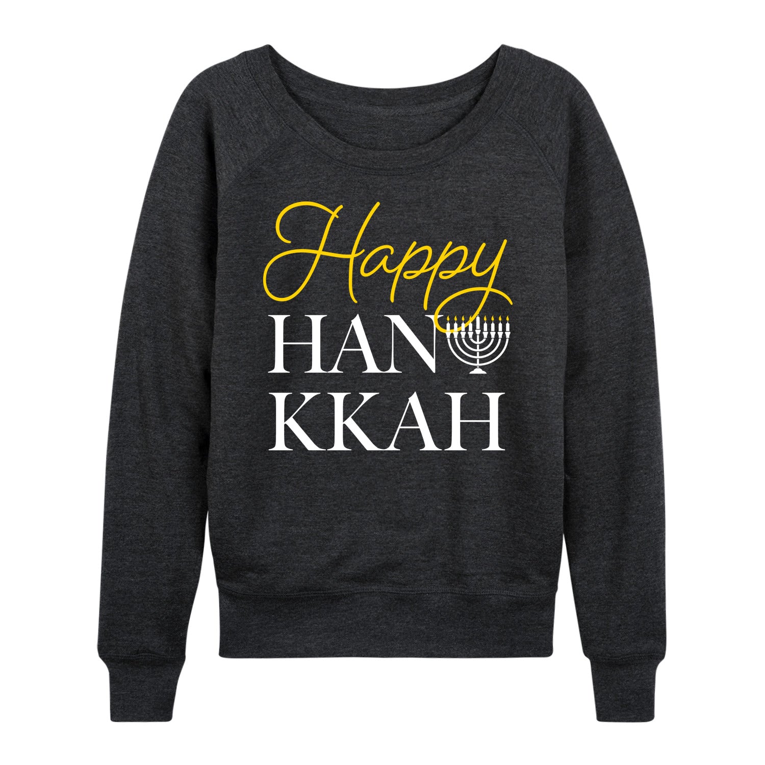Instant Message - Happy Hanukkah - Women's French Terry Long Sleeve Pullover - Image 2