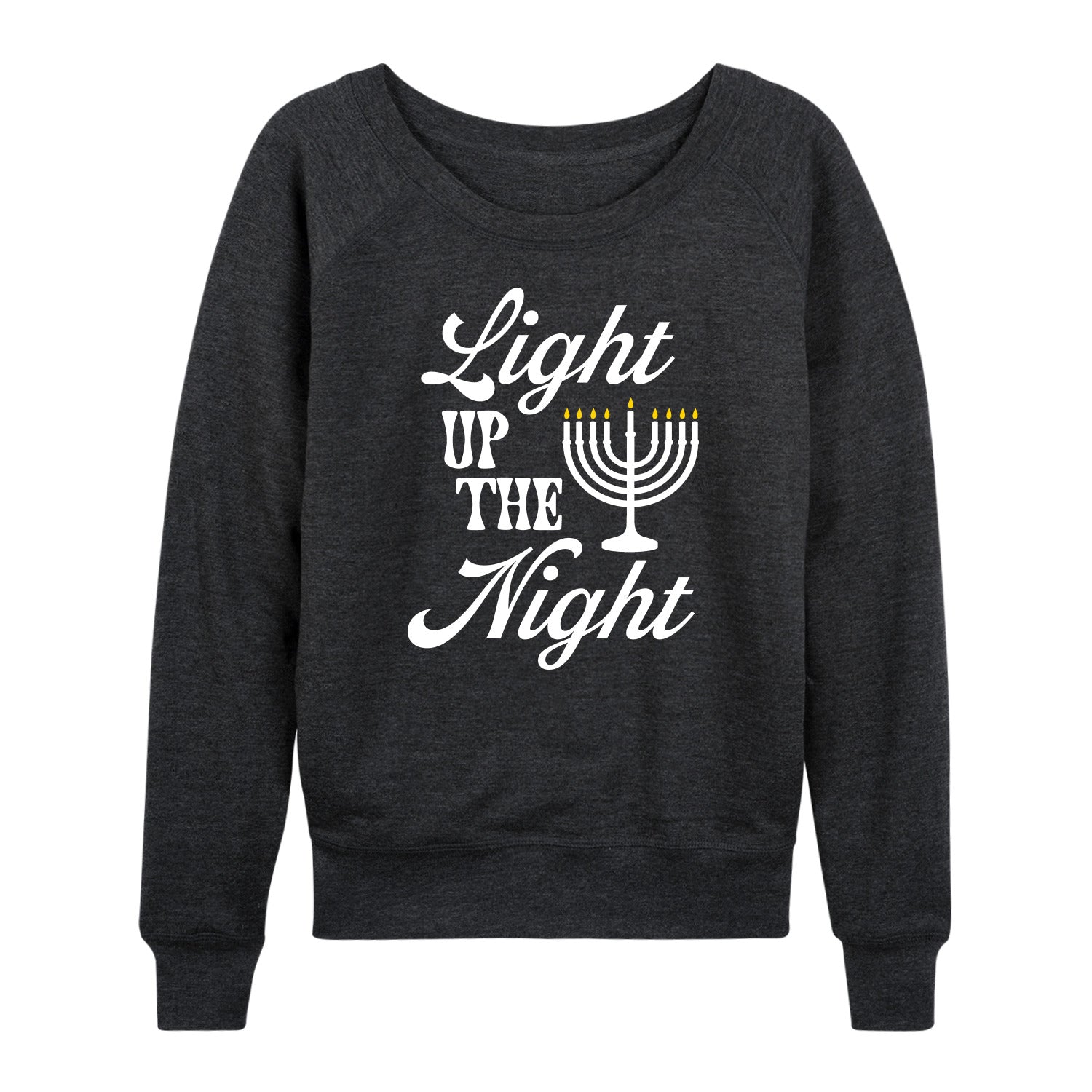 Instant Message - Light Up The Night Menora - Women's French Terry Long Sleeve Pullover - Image 2