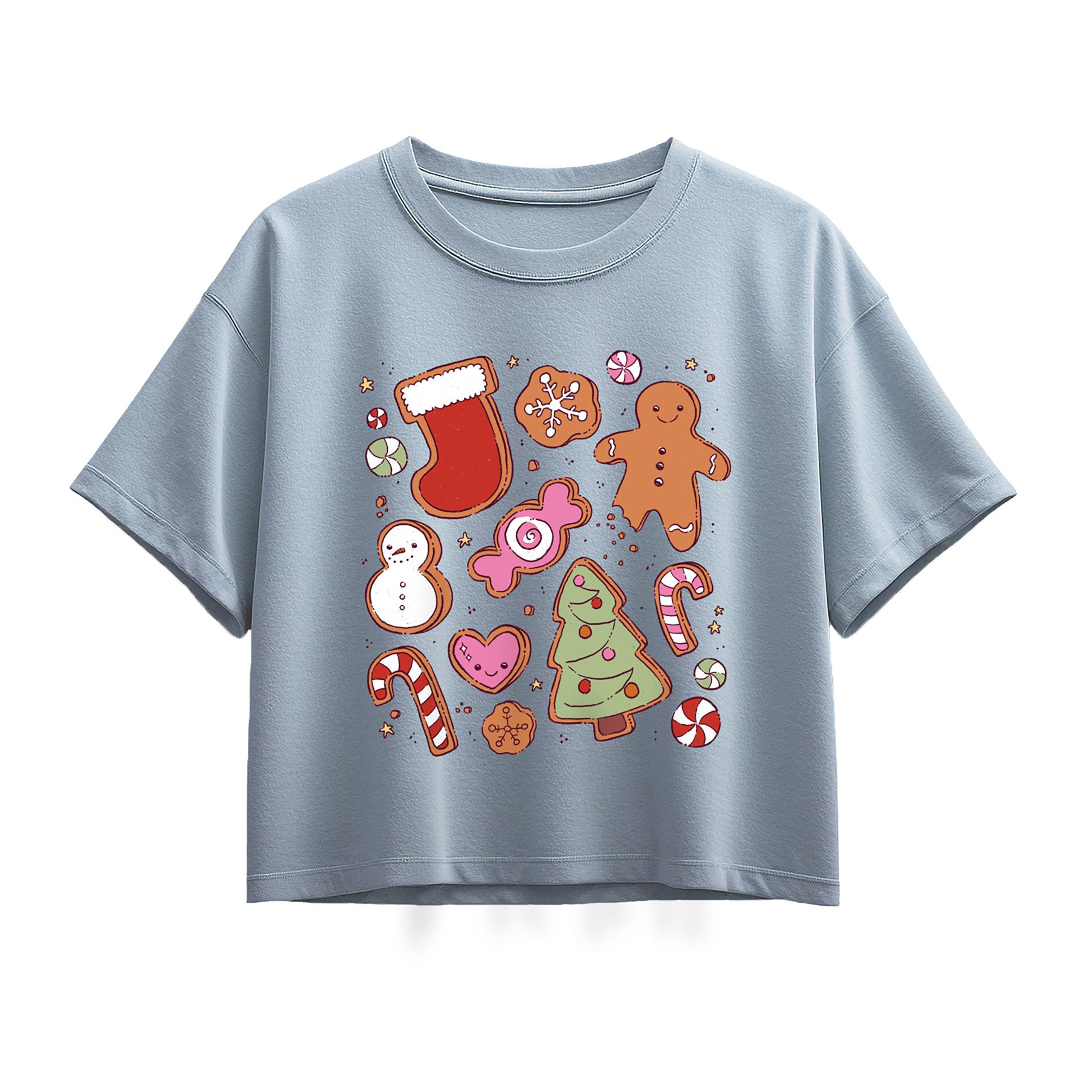 Instant Message - Kawaii Christmas Treats - Youth Girl Short Sleeve Boxy Tee - Image 2